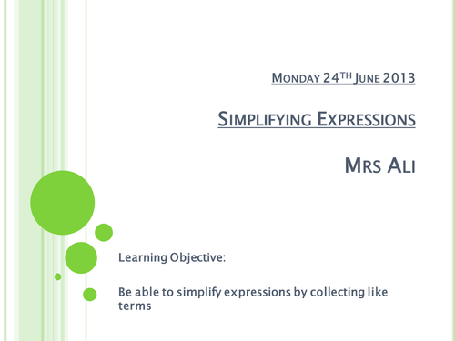 Collecting Like Terms: KS3 Math expressions