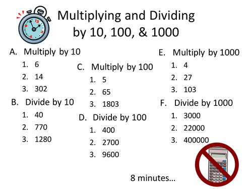 Multiplying and dividing by multiples of 10 by imckee - Teaching