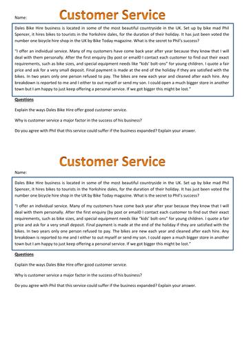 AQA GCSE Business Studies Customer Services/ICT