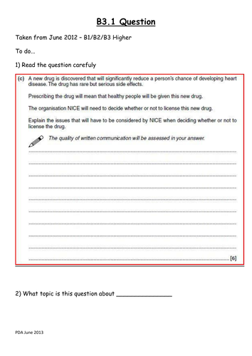 B3 OCR Life on earth 6 mark question practice
