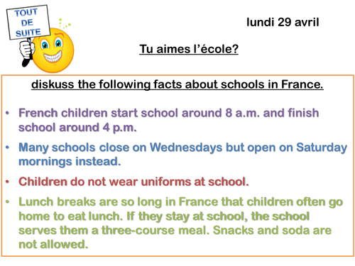 KS3 French - School subjects