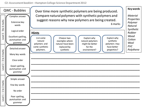 OCR 21st Century CHEMISTRY 6 Mark Question booklet