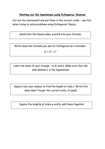 Pythagoras Literacy Starters