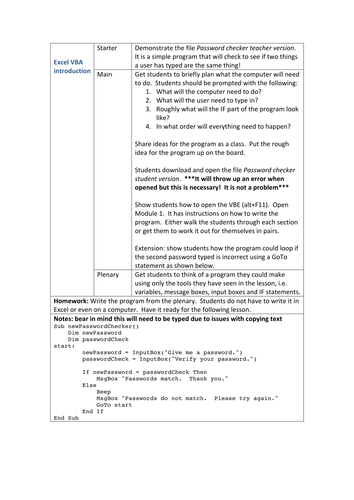 Introduction to Programming KS3/4: Excel VBA