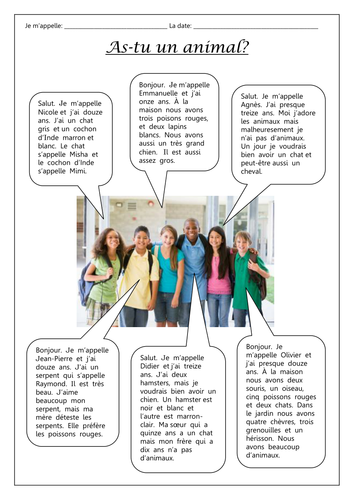 French Comprehension Revision - Do you have a pet?