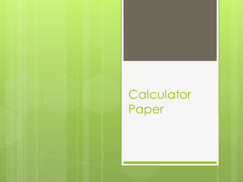 Calculator Revision topics for GCSE MATHS 2013