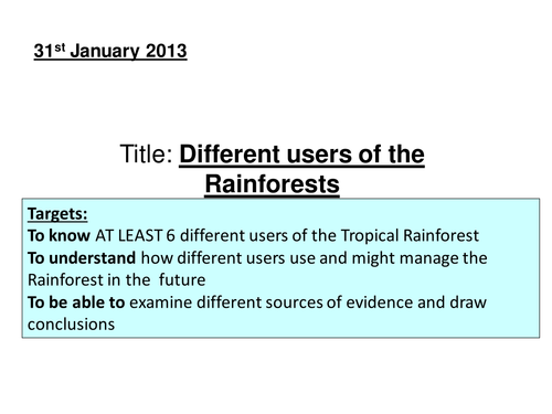 User Groups of the Tropical Rainforest