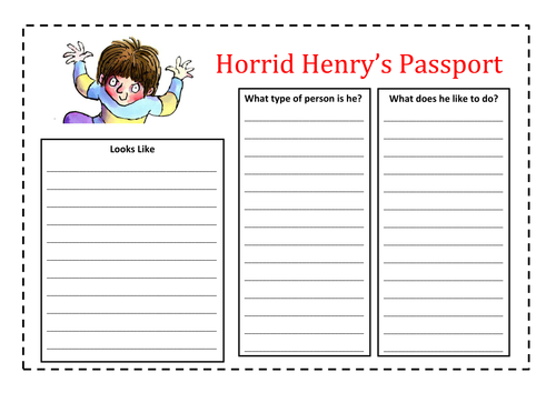 template ks1 character passport by Profiles Horrid Henry gemmawheatley Character
