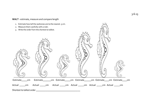 Year 1 Estimate, measure and order length by - UK Teaching Resources - TES