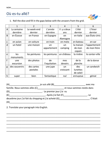 French: Describing A Trip in Past Tense