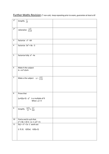 GCSE Further Maths Revision Clocks by - UK Teaching Resources - TES