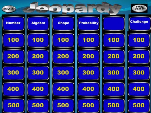 Fun Math Jeopardy Revision Quiz KS3 Level 6 and 7 | Teaching Resources