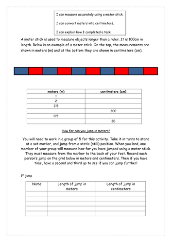 Measuring with a meter stick | Teaching Resources