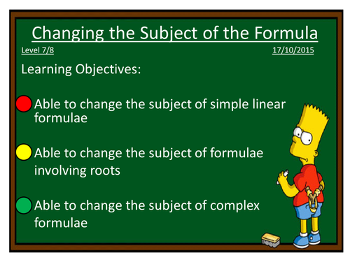 Changing the subject of an equation