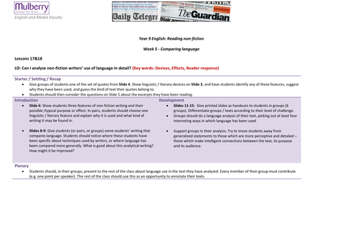AQA Language Unit 1 - Comparing Language (Q4)