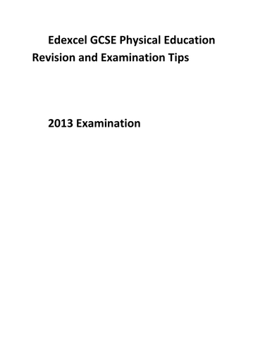 EDEXCEL GCSE PE REVISION AND EXAMINATION TIPS