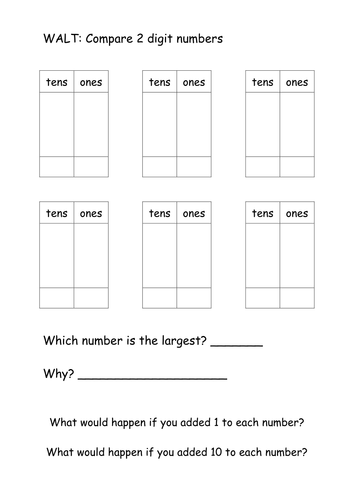 Record numbers made with tens and units (ones)