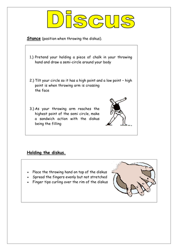 Discus teaching card