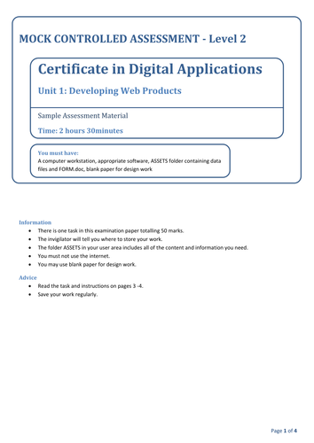 CiDA 2012 Mock Unit 1: Developing Web Products