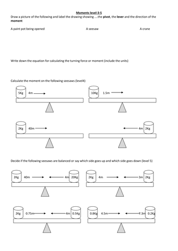 ks3 physics revision worksheets moments by