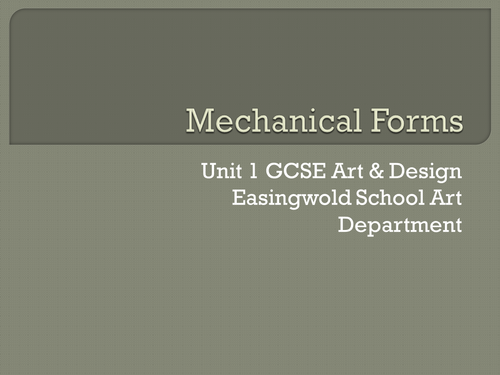 Introduction to a visual topic: 'Mechanical Forms'