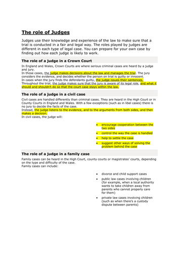 Role of Judges | Teaching Resources