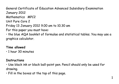 Core 2 AQA exam papers for Visually impaired VI