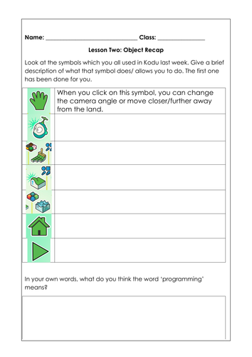 kodu homework sheets ks3 computer science y7 by mrfoxinthebox