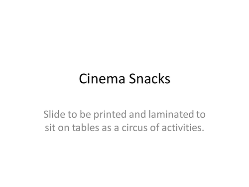 Cinema Science - Cinema Snacks experiments