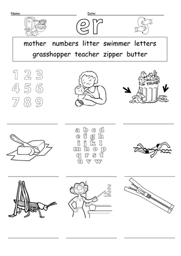 er digraph worksheet teaching resources