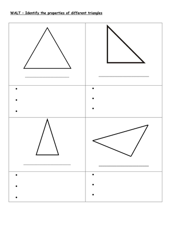 Properties of Triangles Sheet. | Teaching Resources