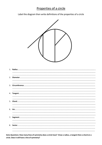 Properties of a Circle by Jillatha - UK Teaching Resources - TES
