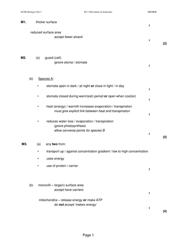 AQA GCSE Biology Unit 3 Revision B3.1