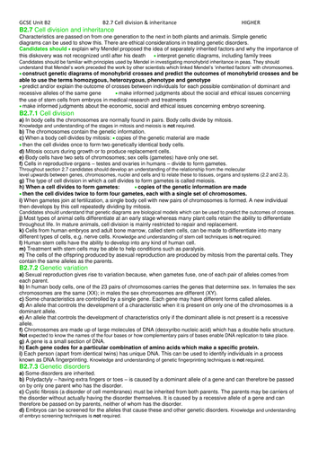 AQA GCSE Biology Unit 2 Revision part 3