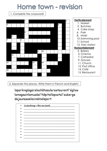 KS4 French Revision - town, prepositions