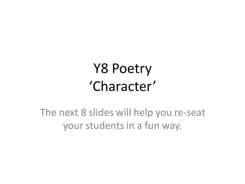 Y8 Poetry Scheme of Work