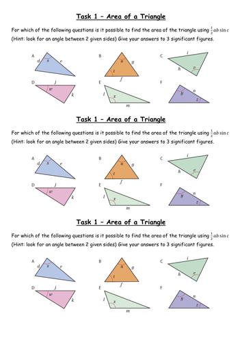 Trigonometry - Area of a Triangle Grade A