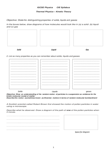 IGCSE or A Level  Kinetic Theory Revision