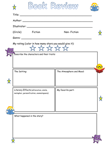 book review planning sheet ks2