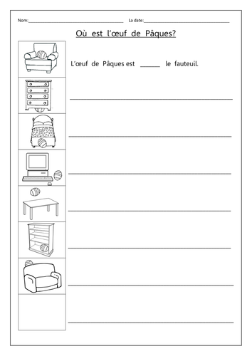 Prepositions - Pâques et les meubles