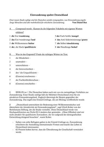 Opinion Poll on Immigration - Readg