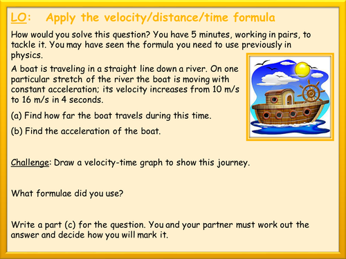 Velocity, Distance, Time Extended Starter