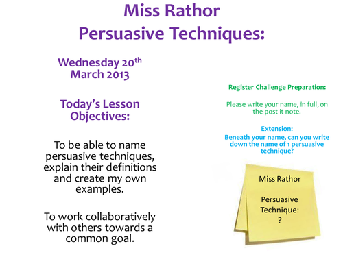 PLTs Lesson Persuasive Techniques