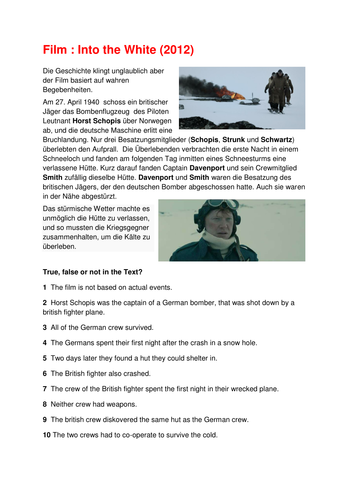 FILM 'Into the White' 2 GCSE style questions