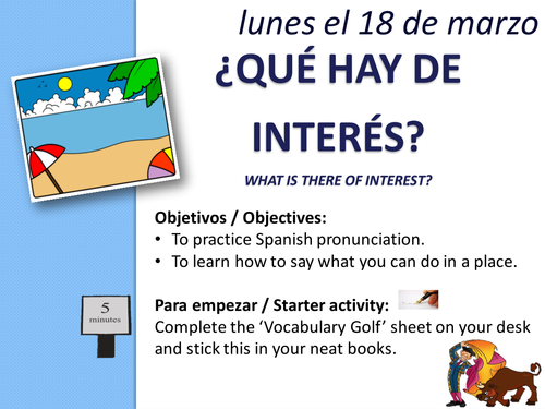KS3 Spanish - places to visit vocabulary learning