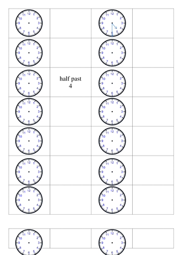 Analog Time Domino Activity