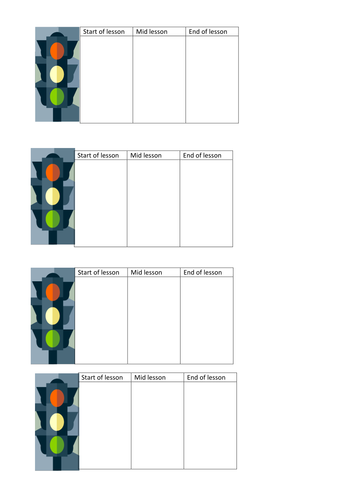 Traffic light sheets (RAG) | Teaching Resources