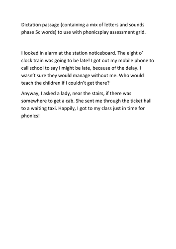 short dictation passage for class 3