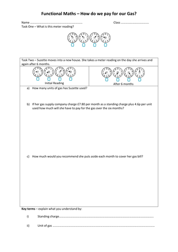 Math Gas Meter Reading Calculations