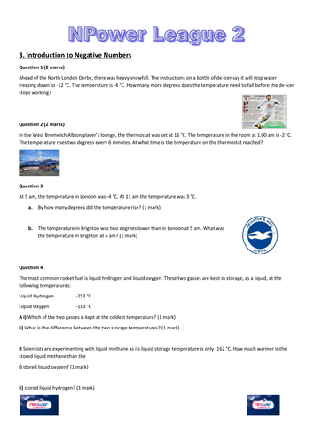 Premier League Math L2 - Negative Numbers